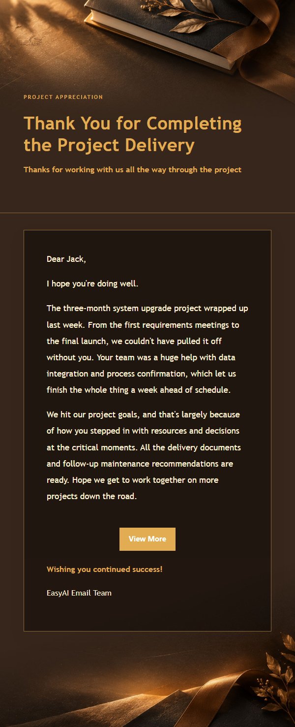 Charcoal Amber Project Completion Thank-You Email