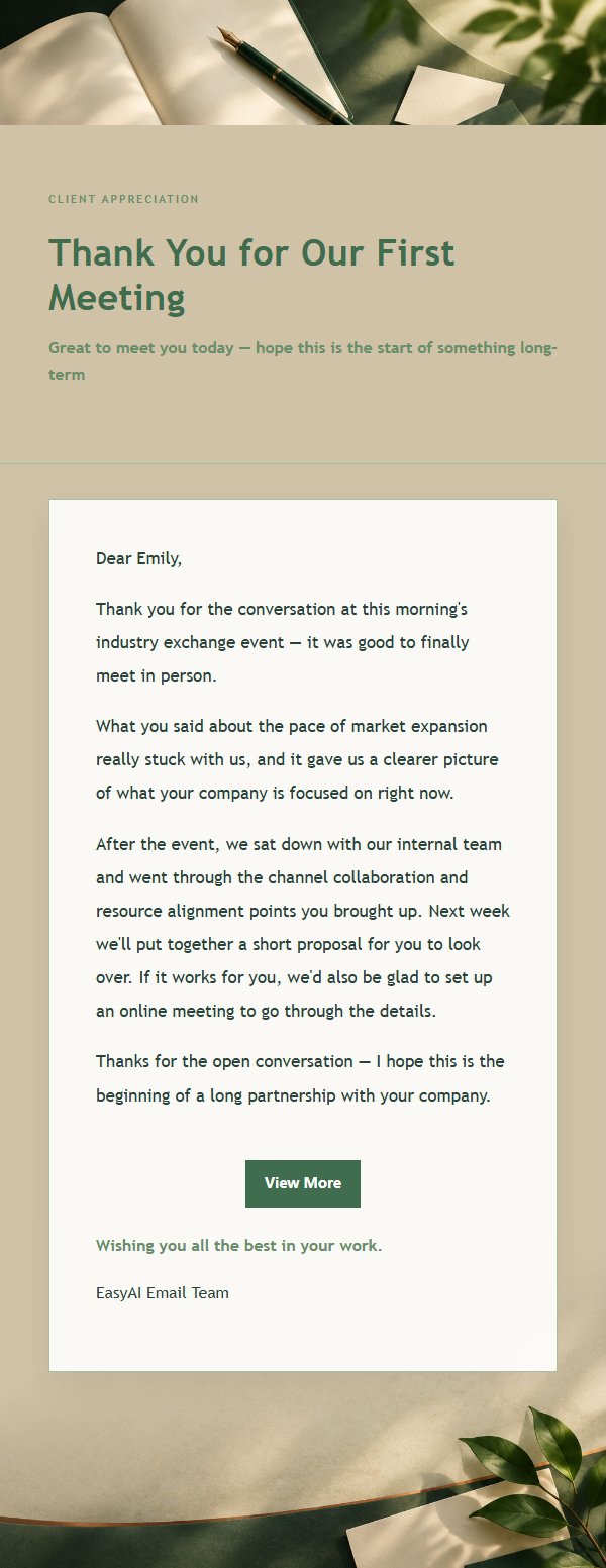 Forest Copper Post-Meeting Thank-You Email 2