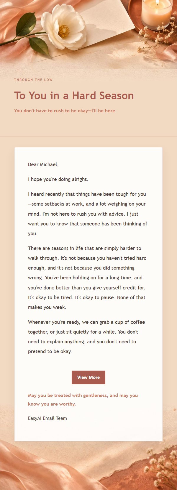 Coral Champagne Condolence & Companionship Email 2