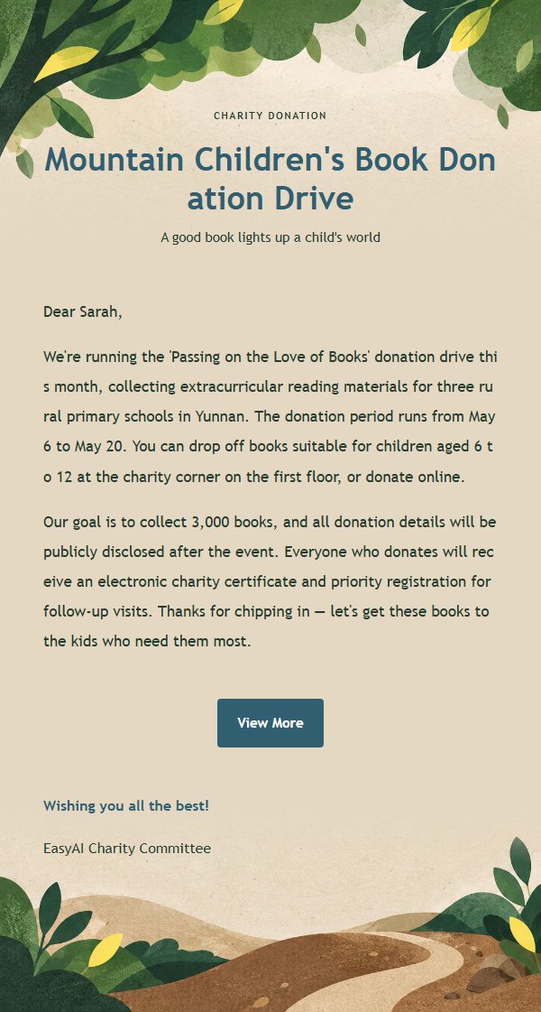 Forest Green Charity Action Notice Email 2