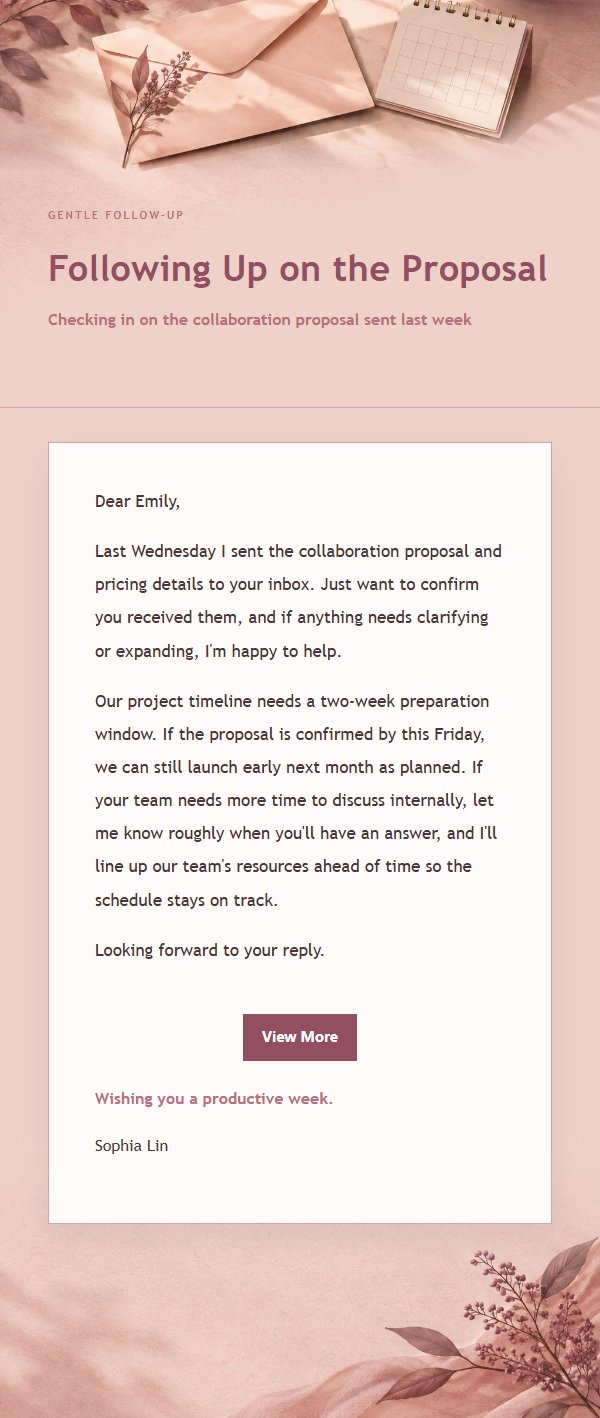 Rose Editorial Polite Follow-Up Email