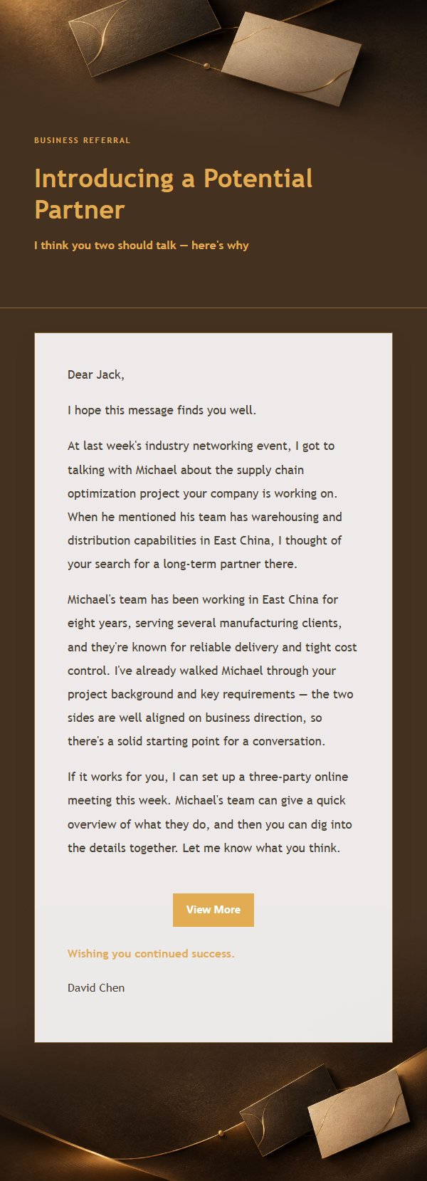 Charcoal Amber Business Referral Email