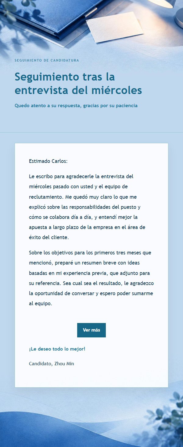 Correo de Agradecimiento Post-Entrevista Azul Cobalto 2