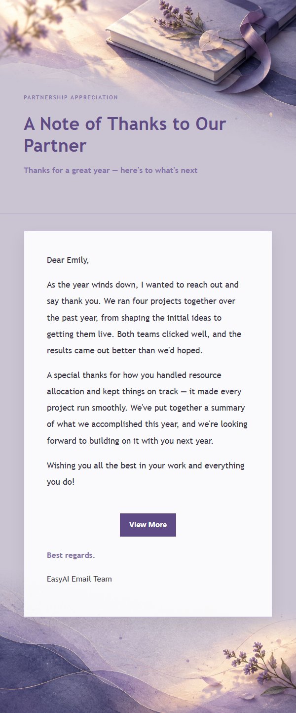 Lilac Ink Project Completion Thank-You Email 2