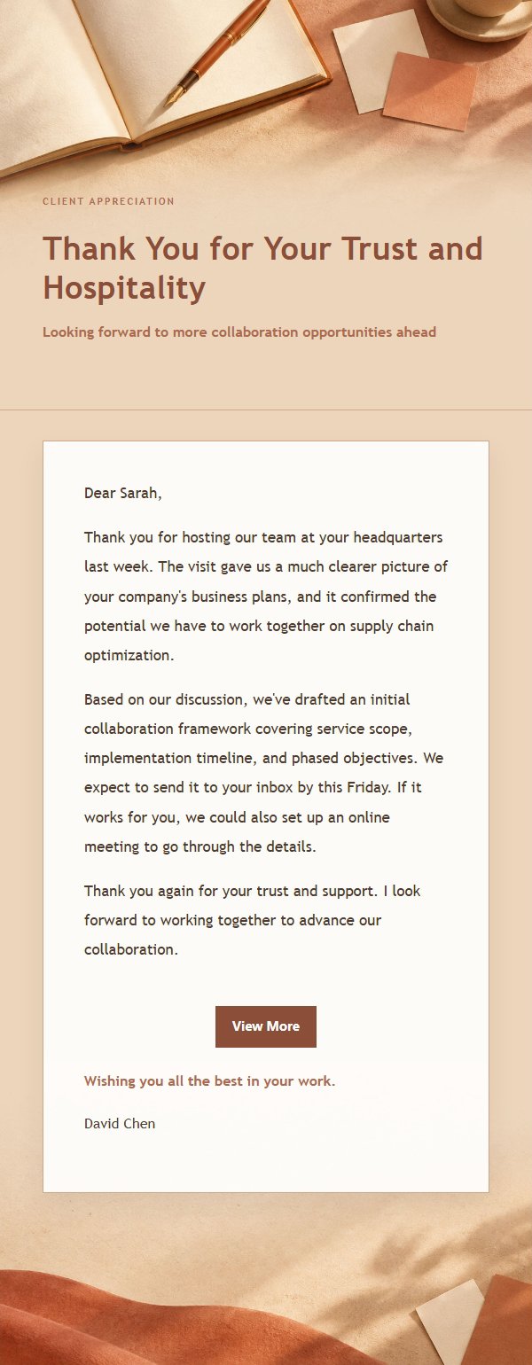 Terracotta Cream Post-Meeting Thank-You Email 2