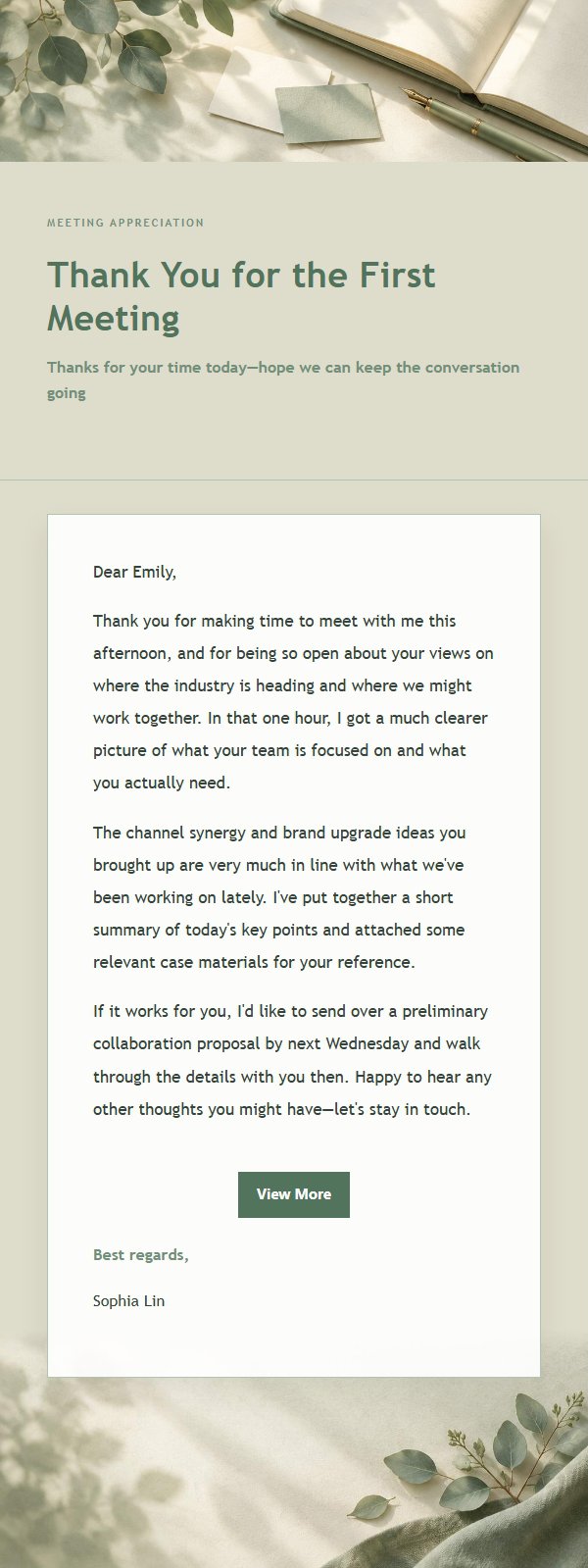 Sage & Ivory Post-Meeting Thank-You Email