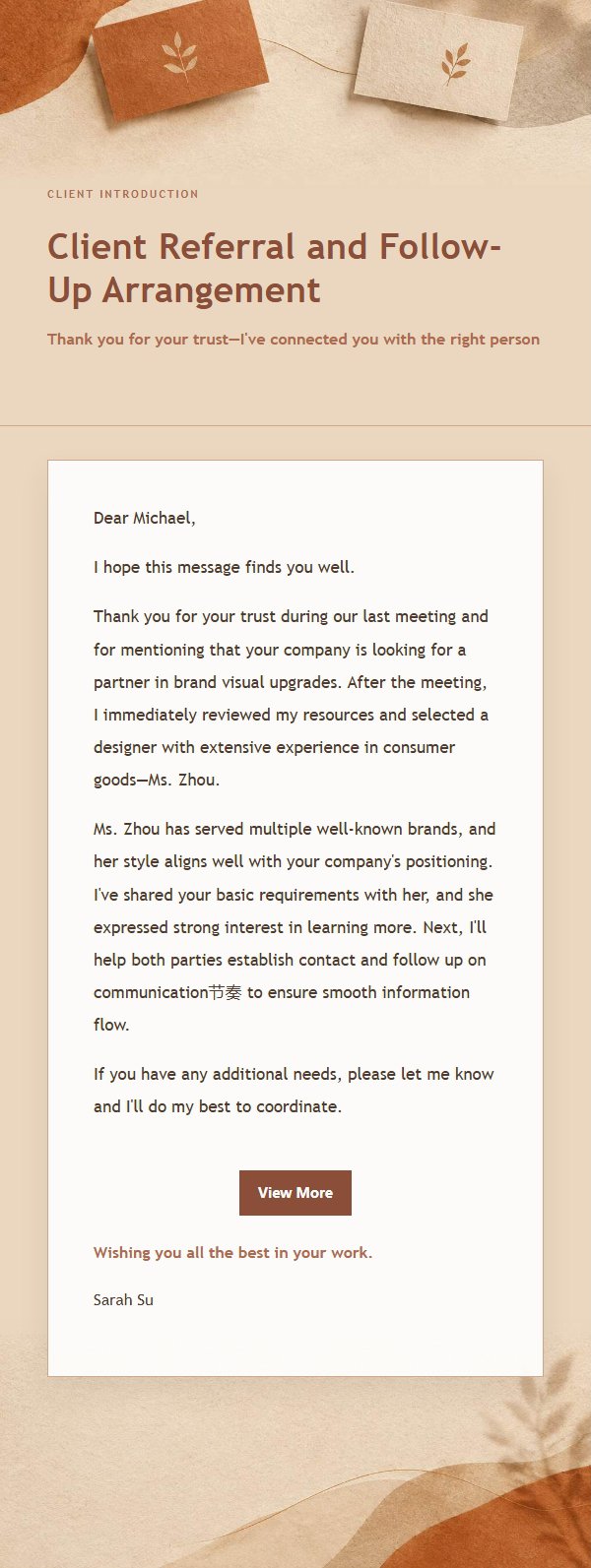 Terracotta Cream Business Referral Email 2