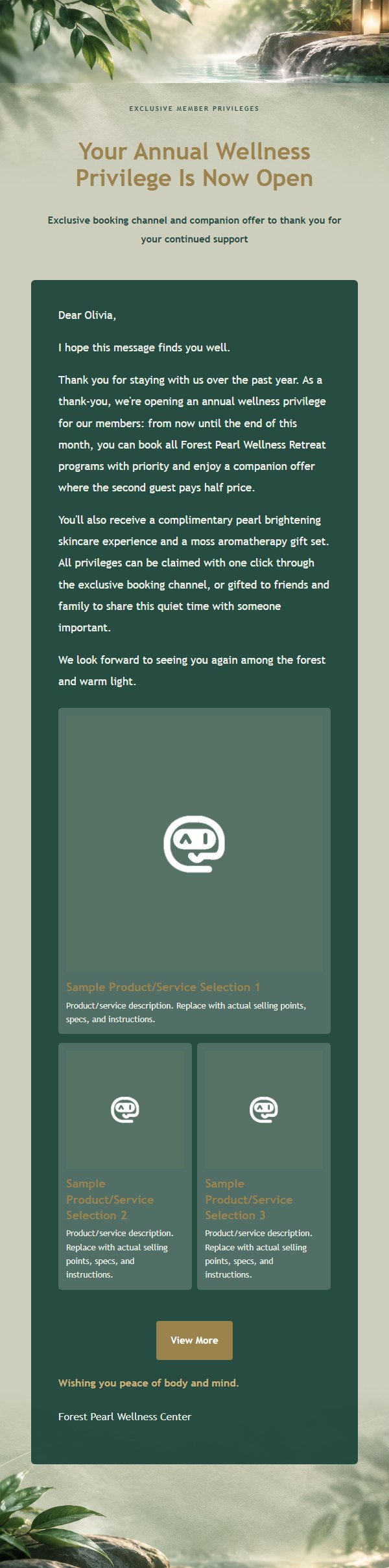 Forest Pearl Wellness Retreat Email 2