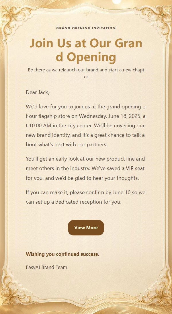 Gilded Invitation Business Event Email