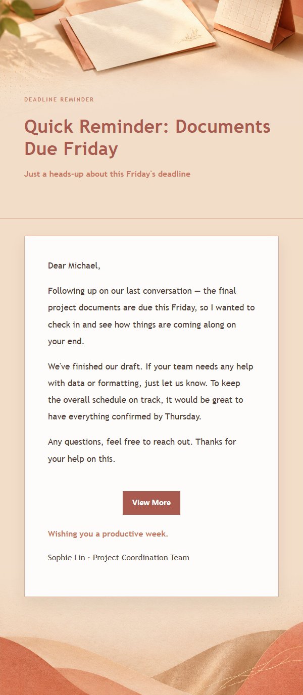 Coral Champagne Polite Follow-Up Email 2