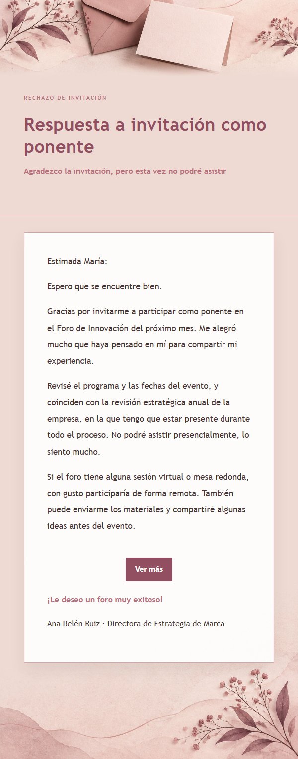 Correo de Rechazo Cortés Estilo Rosa Editorial 2