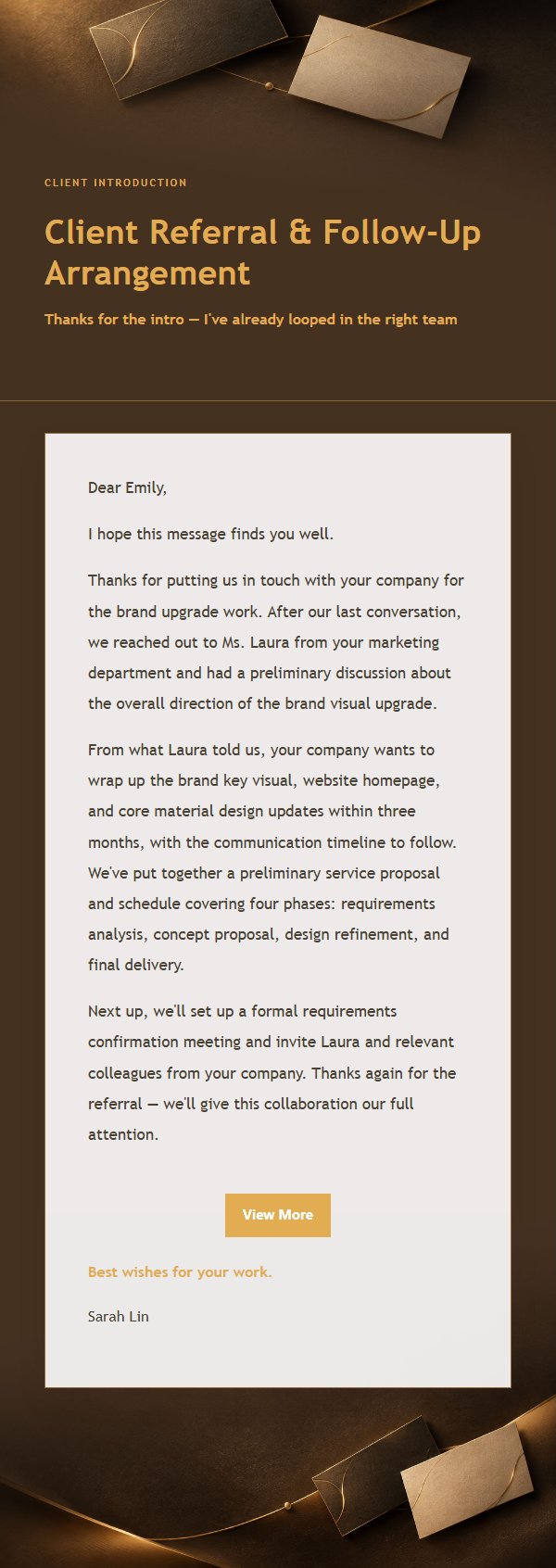 Charcoal Amber Business Referral Email 2