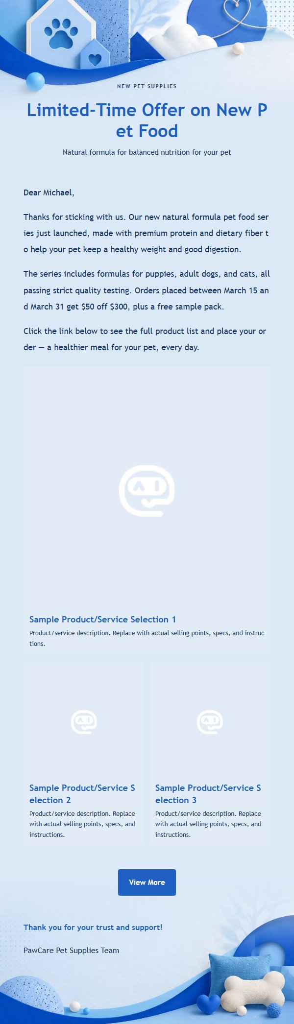 Cobalt Blue Modern Pet Marketing Email 2
