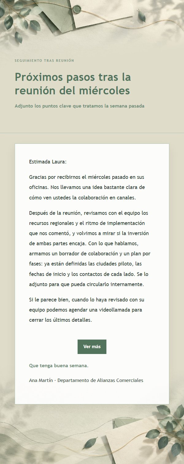 Correo de Seguimiento Colaborativo Verde Salvia