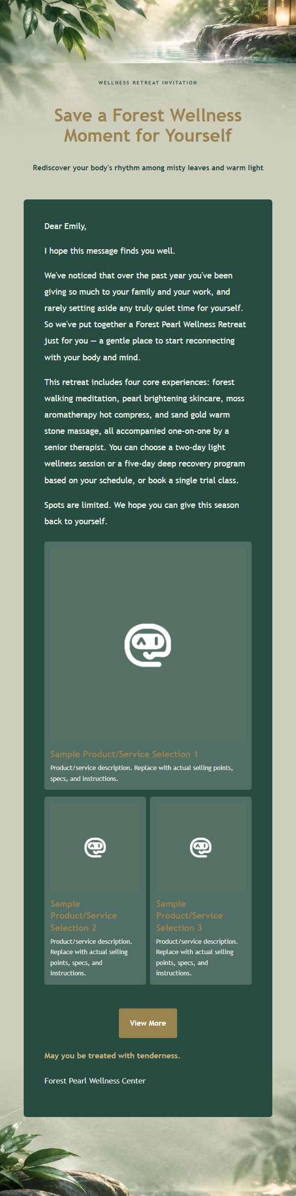 Forest Pearl Wellness Retreat Email