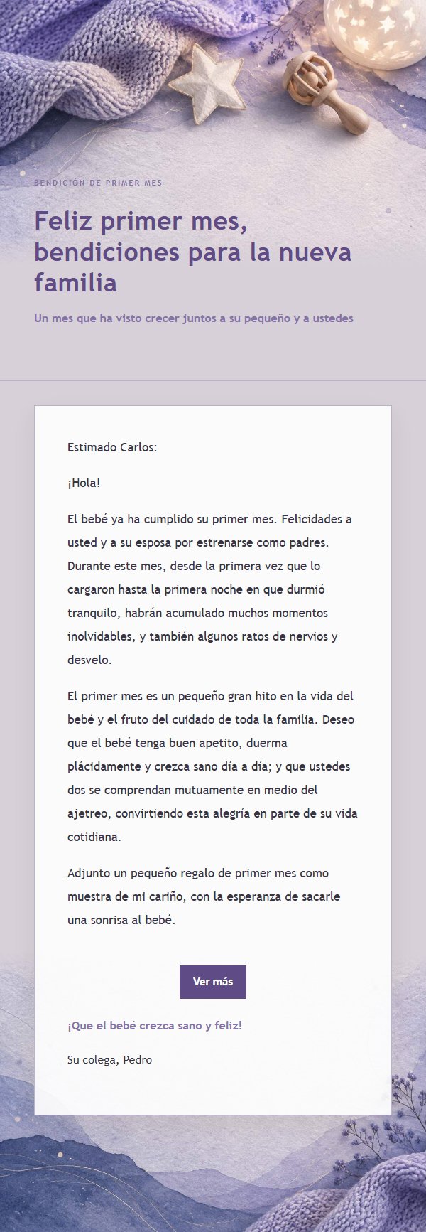 Carta de Bendición para Recién Nacido en Lila y Tinta 2