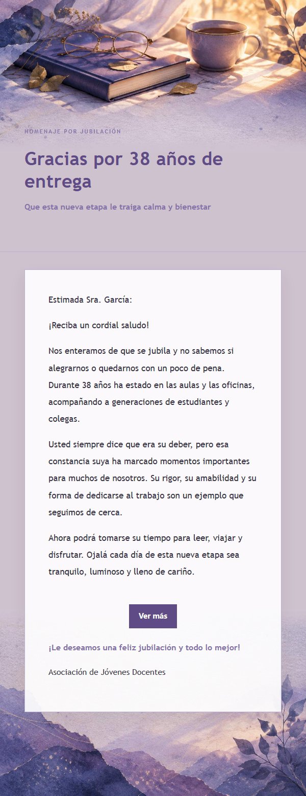 Carta de Despedida Laboral en Lila Tinta