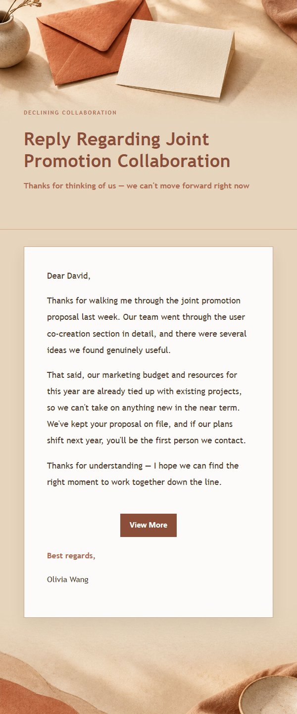Terracotta Cream Polite Decline Email 2