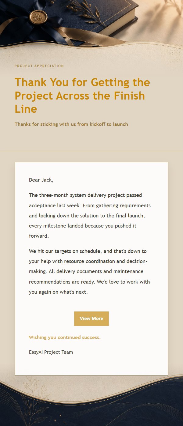 Navy & Gold Project Completion Thank-You Email
