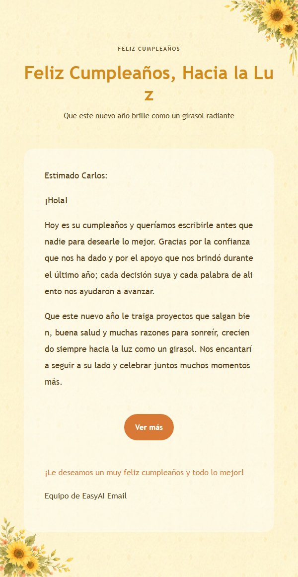 Correo de Celebración Girasol Cálido