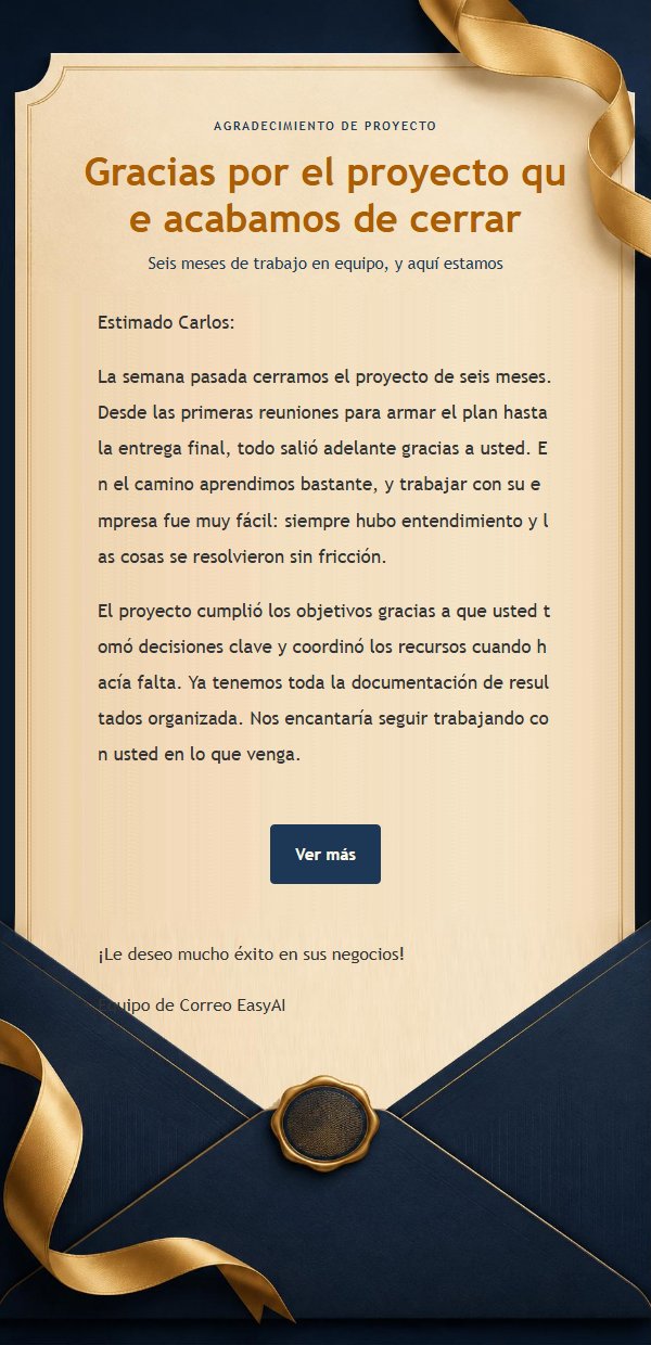 Carta de Agradecimiento Comercial Azul Medianoche