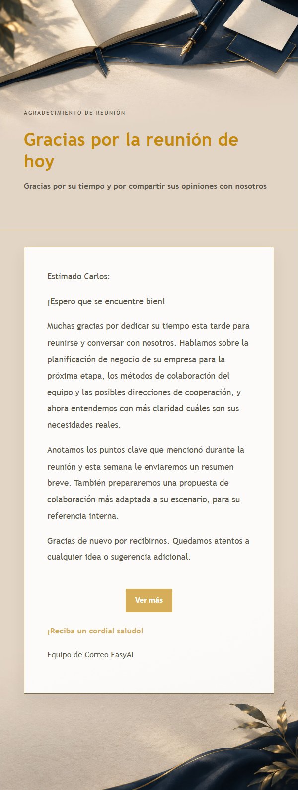 Agradecimiento Pospresentación Azul y Dorado