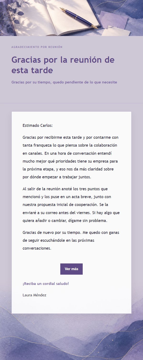 Carta de Agradecimiento Póstumo en Lila Tinta