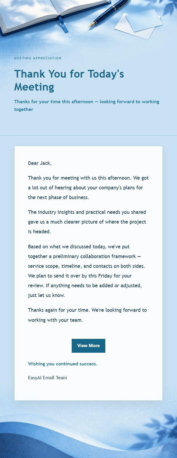 Cobalt Teal Post-Meeting Thank-You Email