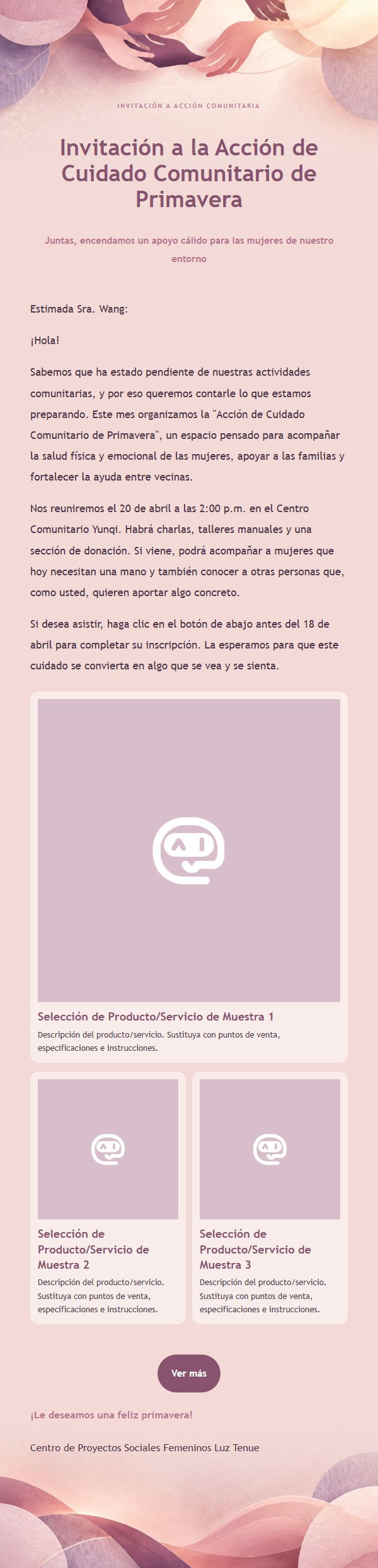Correo de Proyecto Social Femenino Rosa y Violeta