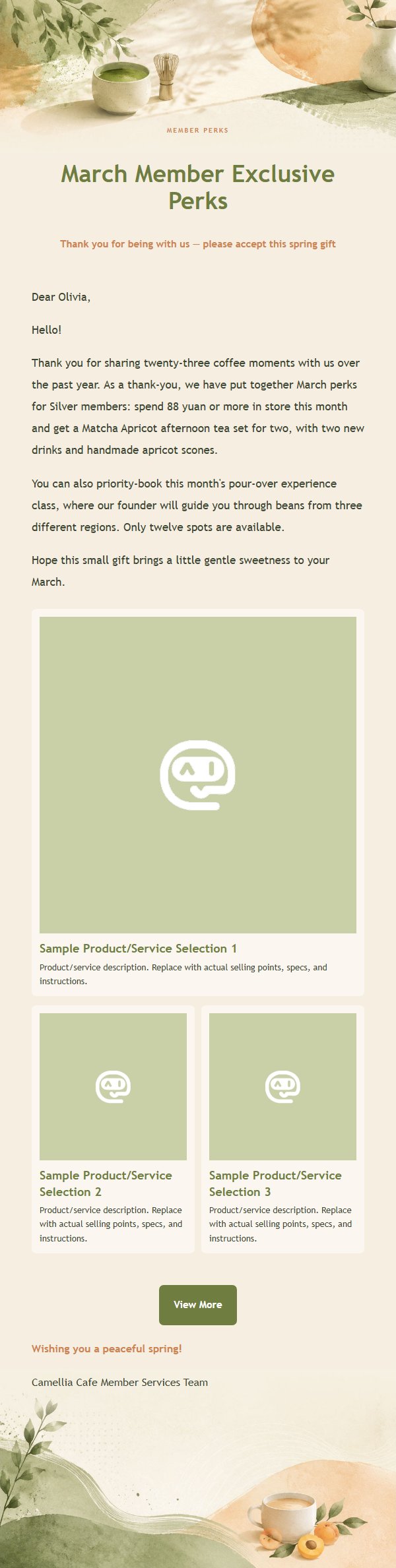 Matcha Apricot Cafe New Arrival Email 2