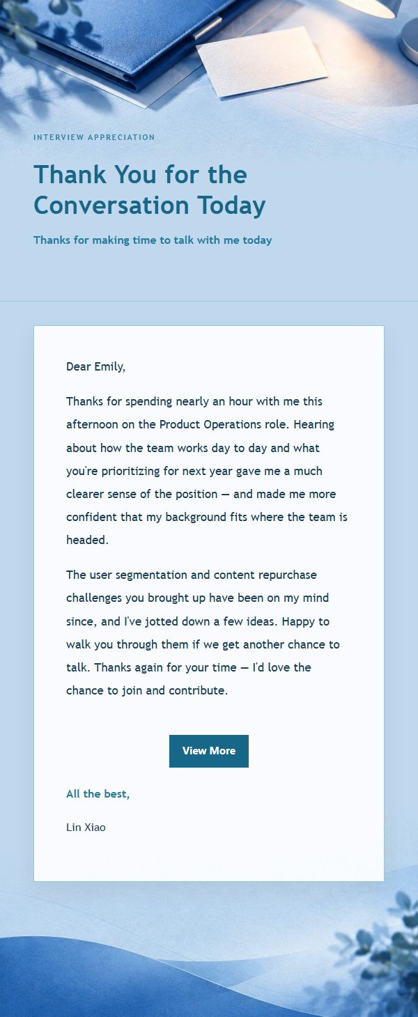 Cobalt Teal Post-Interview Thank-You Email