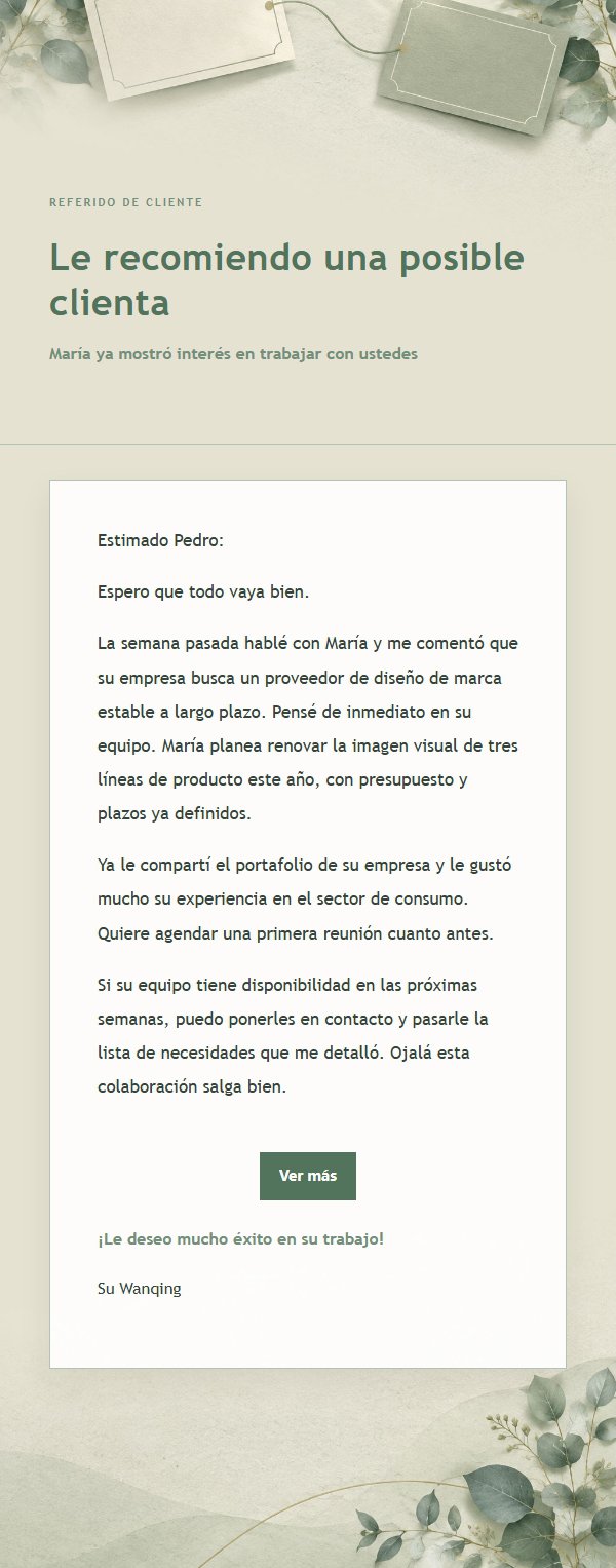 Correo de Recomendación Comercial Salvia Marfil 2