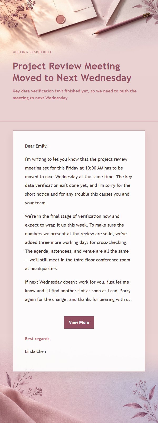 Rose Editorial Delay Apology Email