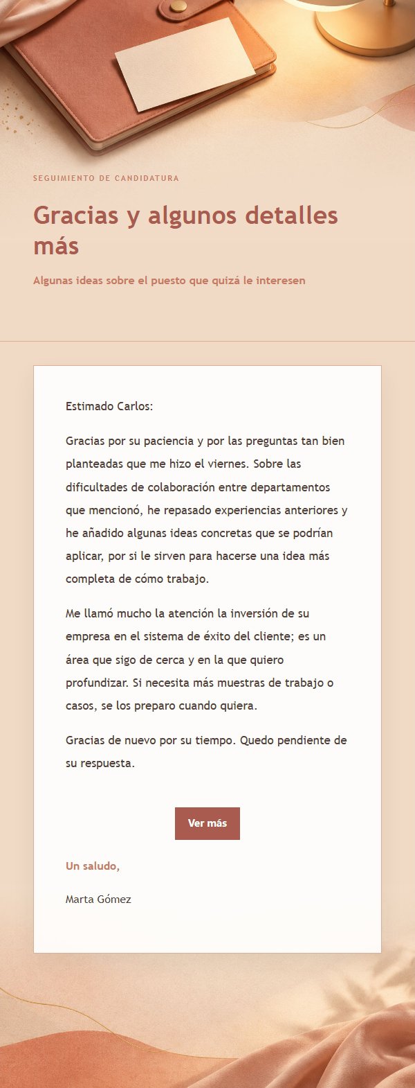Carta de Agradecimiento Post-Entrevista Coral y Champán 2