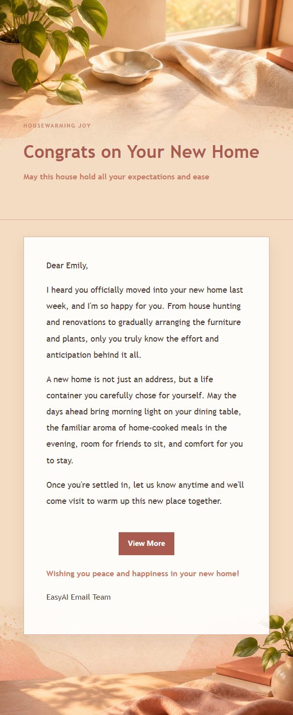 Coral Champagne Housewarming Blessing Letter