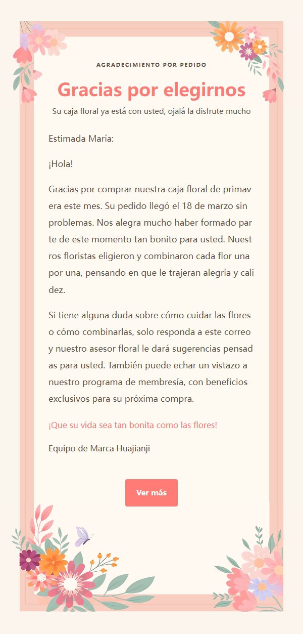 Carta de Agradecimiento con Marco Floral Rosa y Naranja