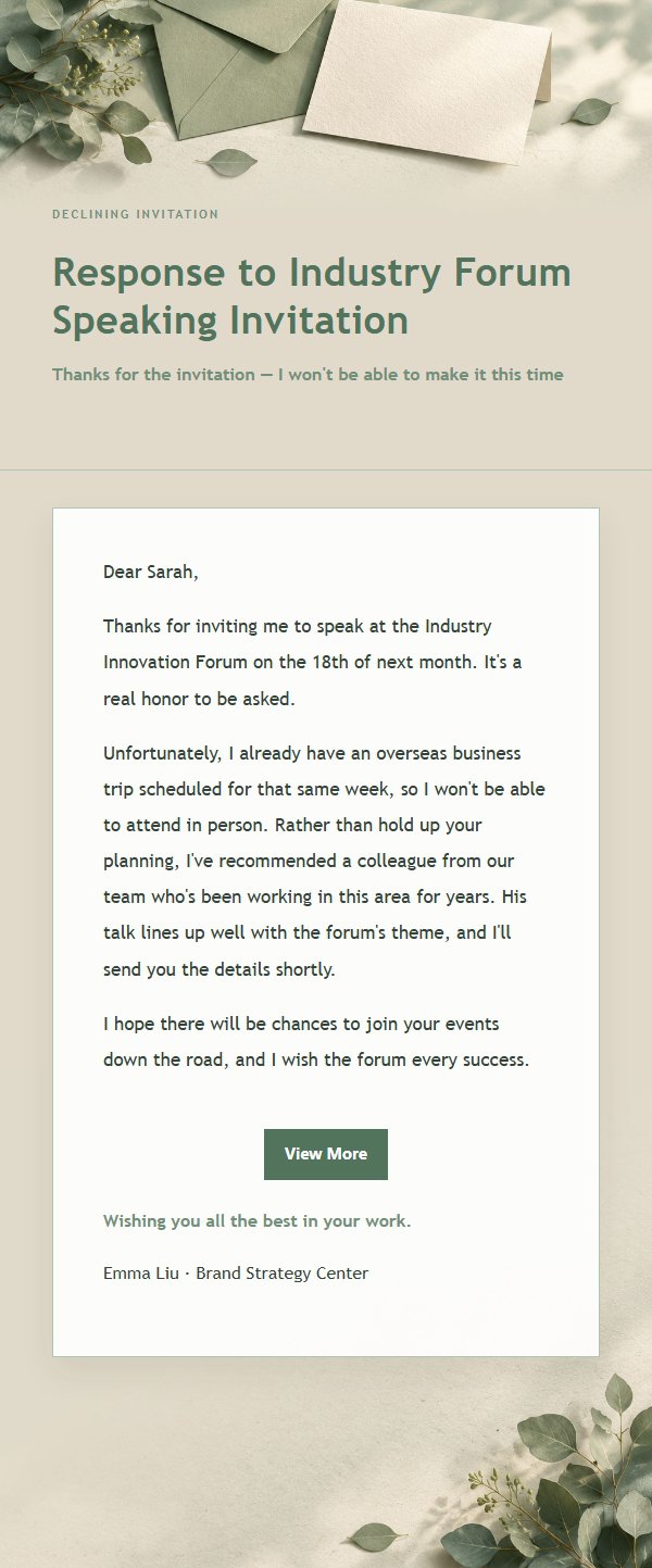 Sage & Ivory Polite Decline Email 2