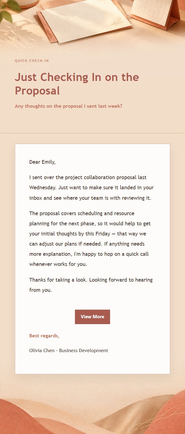 Coral Champagne Polite Follow-Up Email