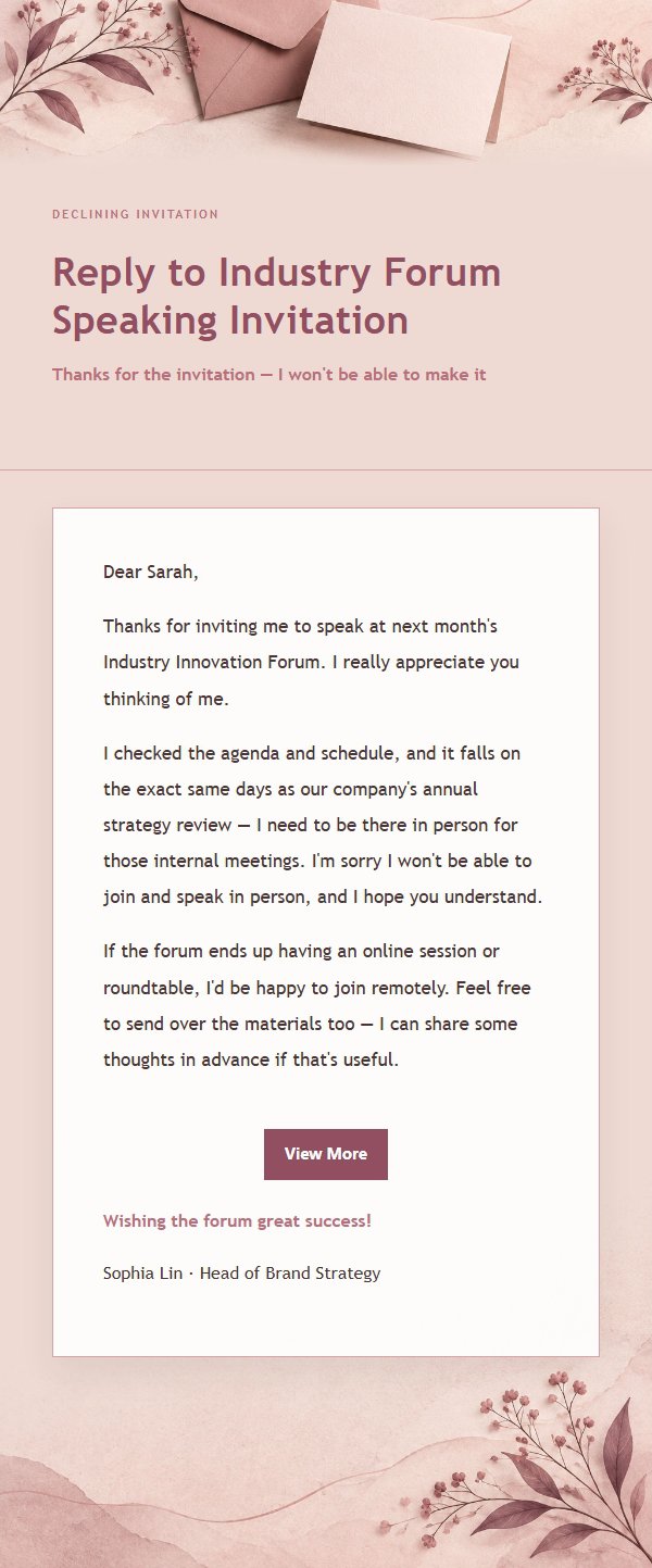 Rose Editorial Polite Decline Email 2