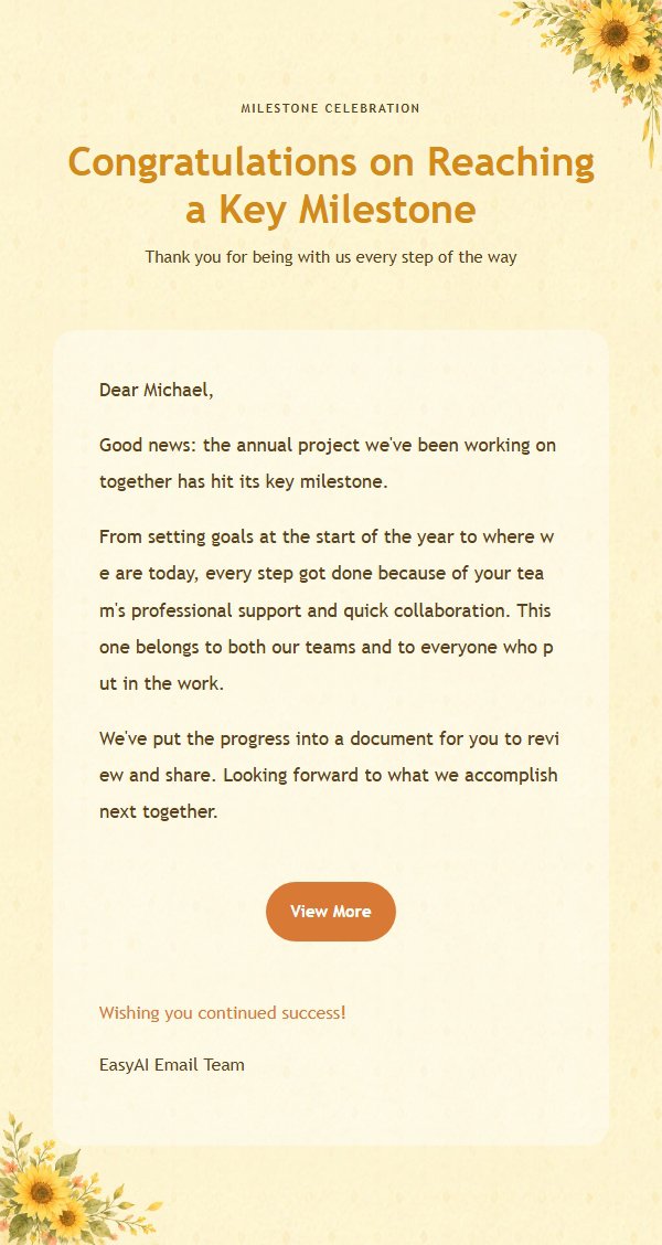 Sunflower Warmth Celebration Email 2