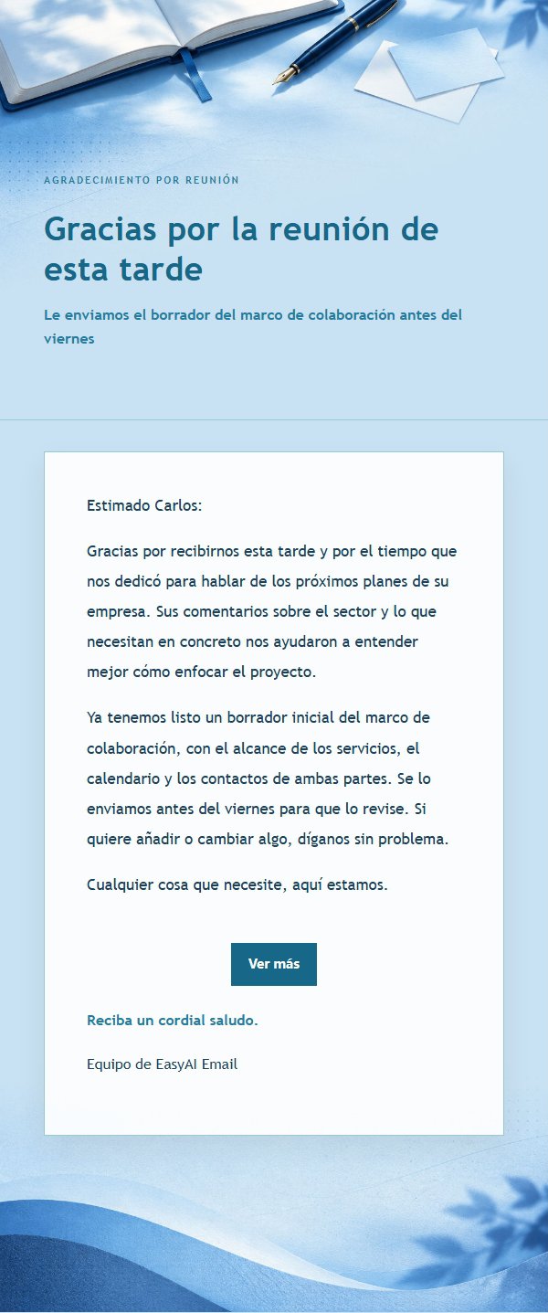 Carta de Agradecimiento Post-Reunión Azul Cobalto