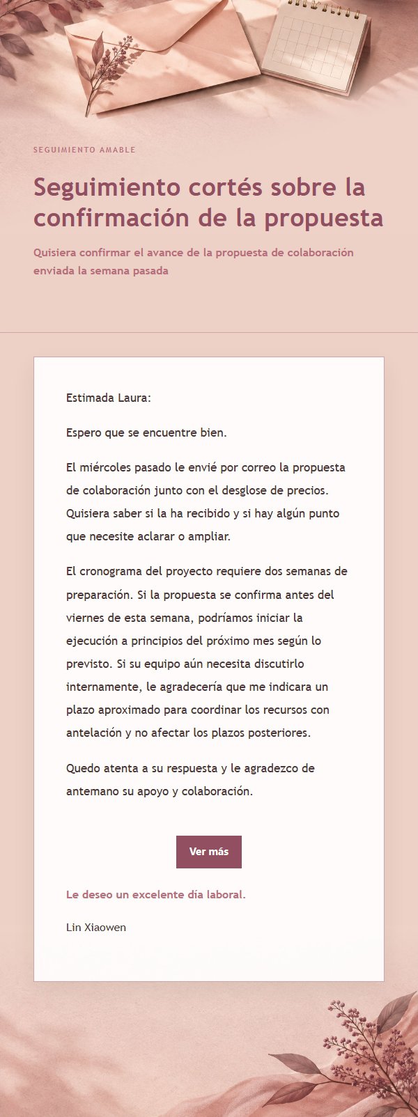Recordatorio Cortés Estilo Editorial Rosa