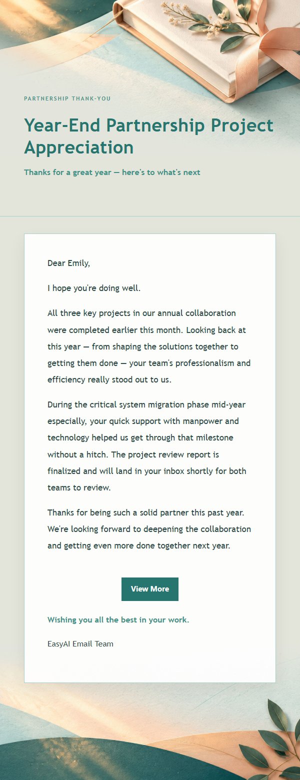 Peach & Teal Project Completion Thank-You Email 2