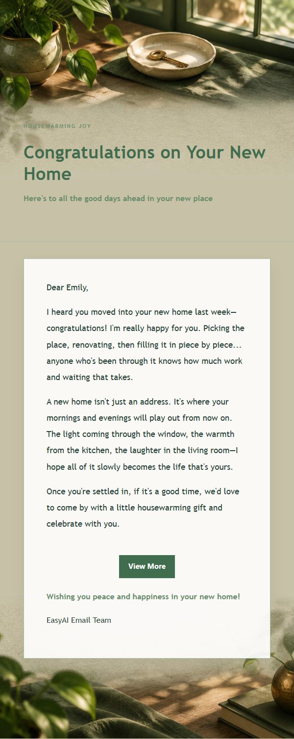 Forest Copper Housewarming Blessing Email