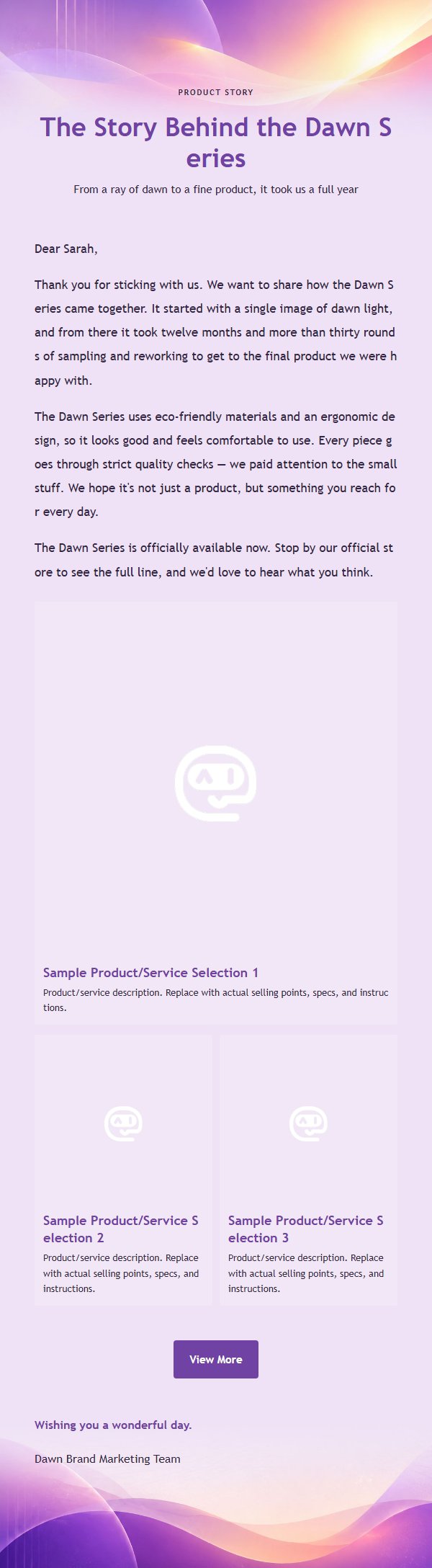 Violet Dawn New Product Launch Email 2