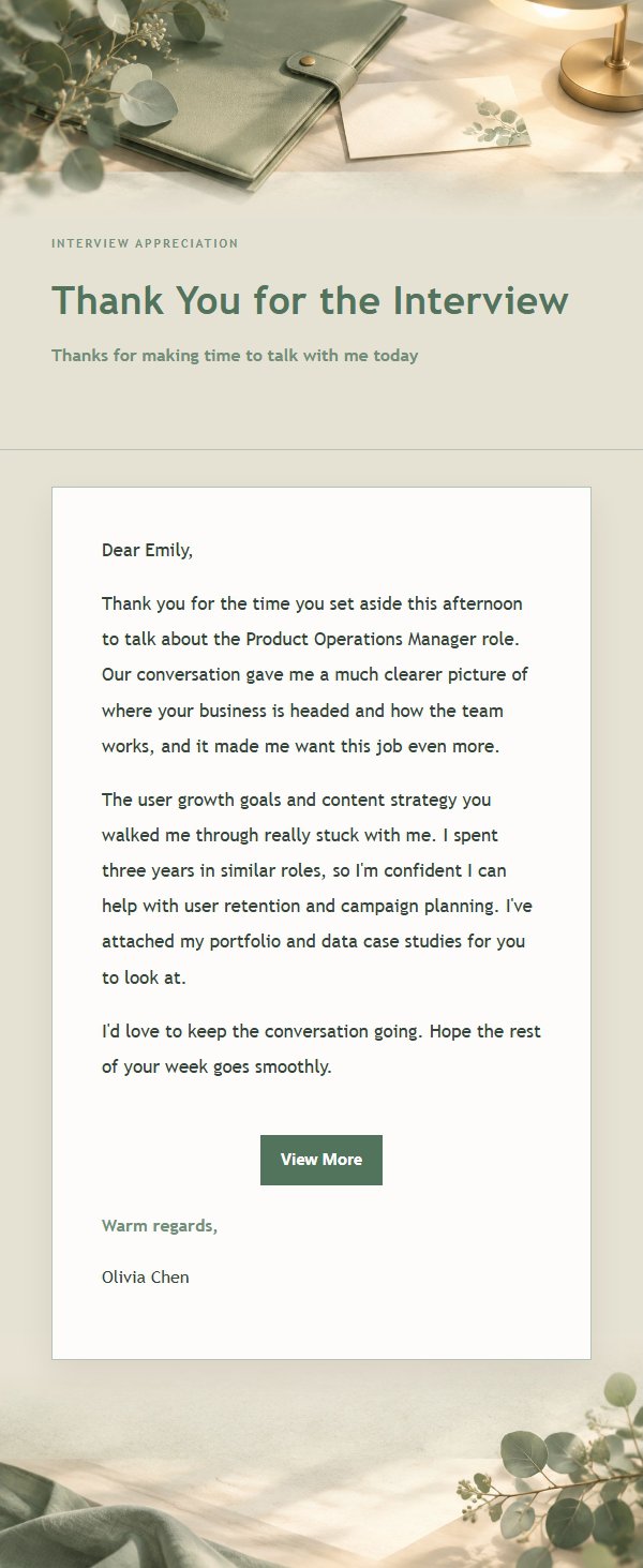 Sage & Ivory Interview Thank-You Email