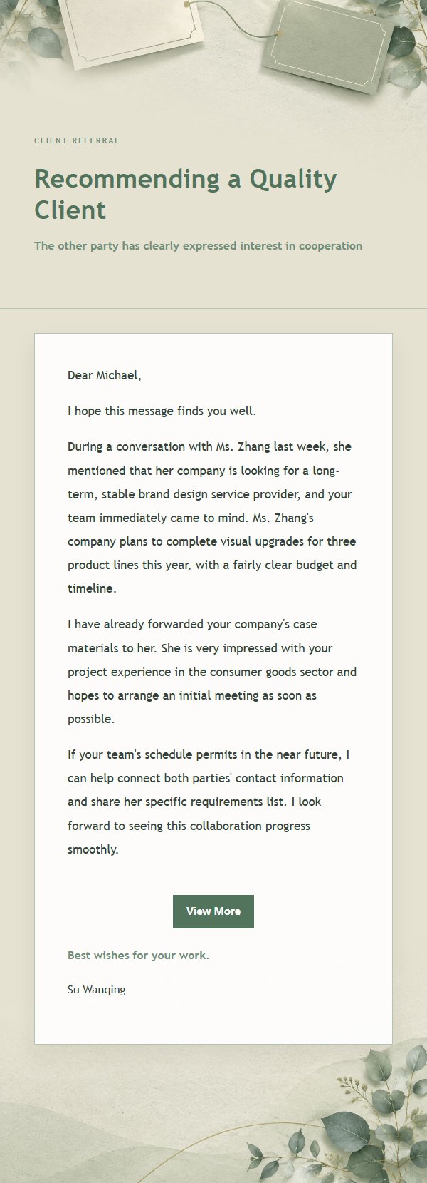 Sage & Ivory Business Referral Email 2