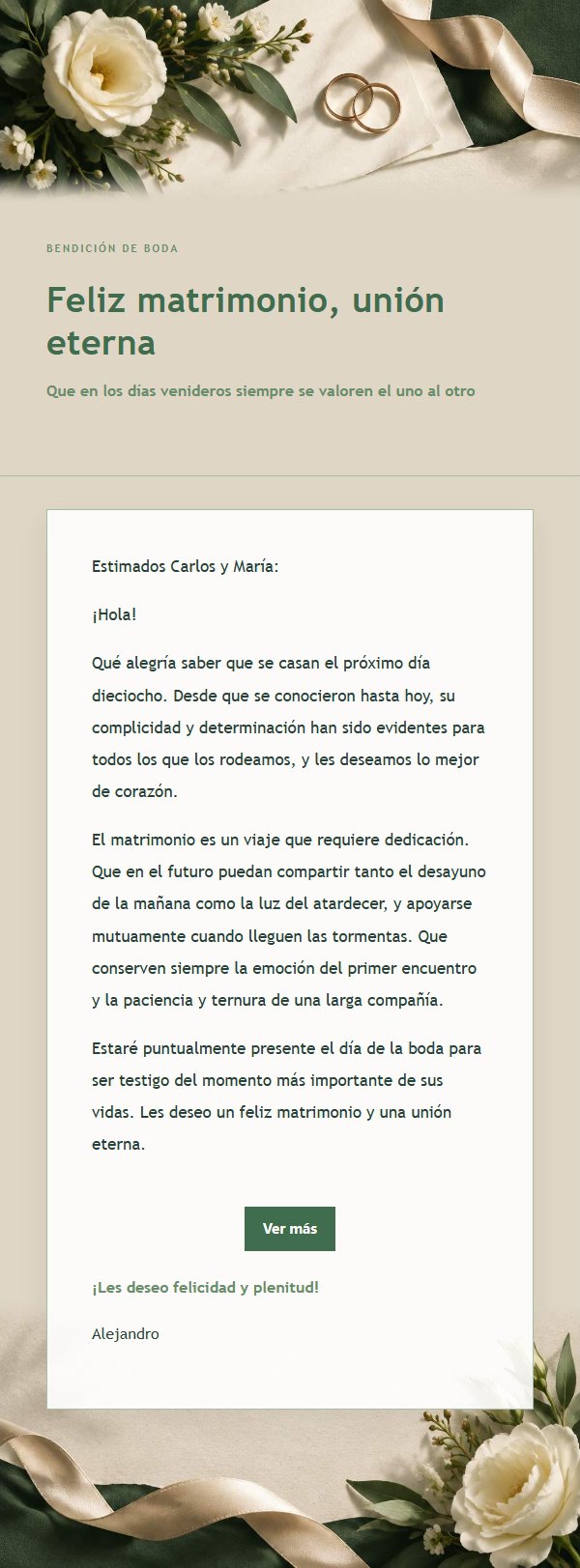 Bendición de Boda Bosque y Cobre
