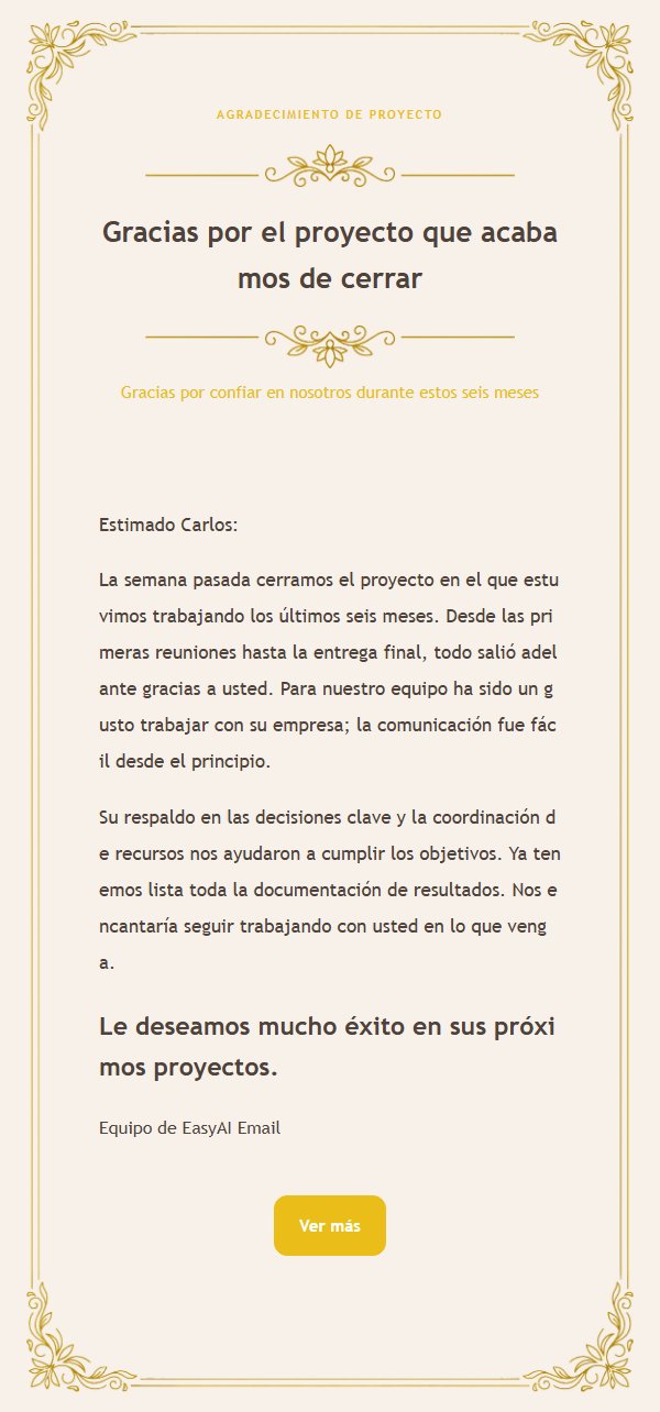 Carta de Agradecimiento Comercial con Filigrana Dorada