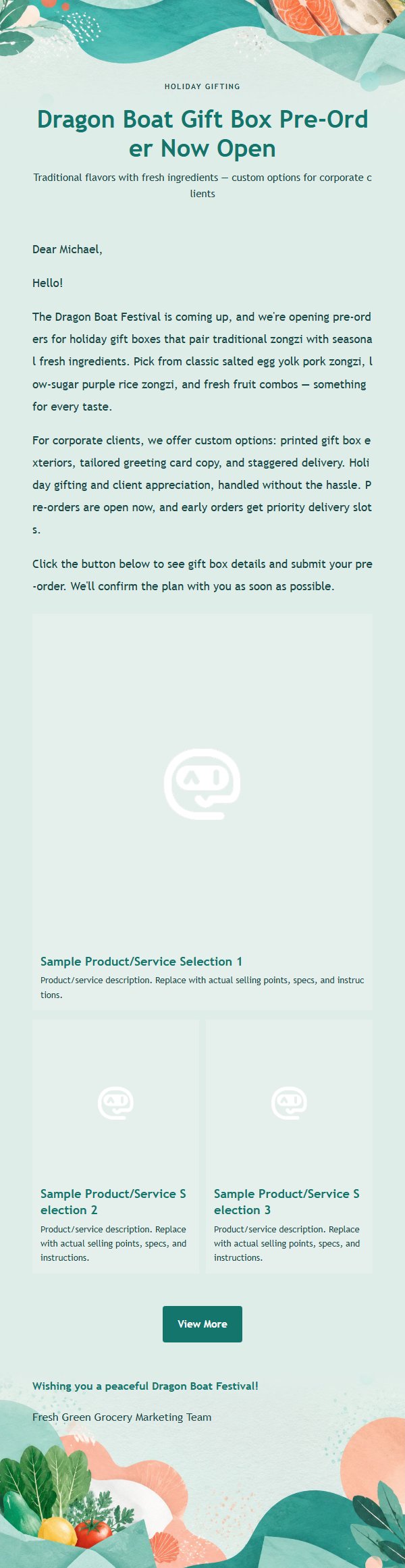 Fresh Green Food & Grocery Marketing Email 2